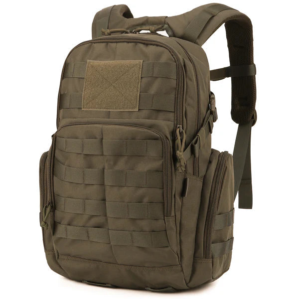25L Tactical Backpack - 600D Water-Resistant - MOLLE & Hydration Compartment - Green, Black & Khaki