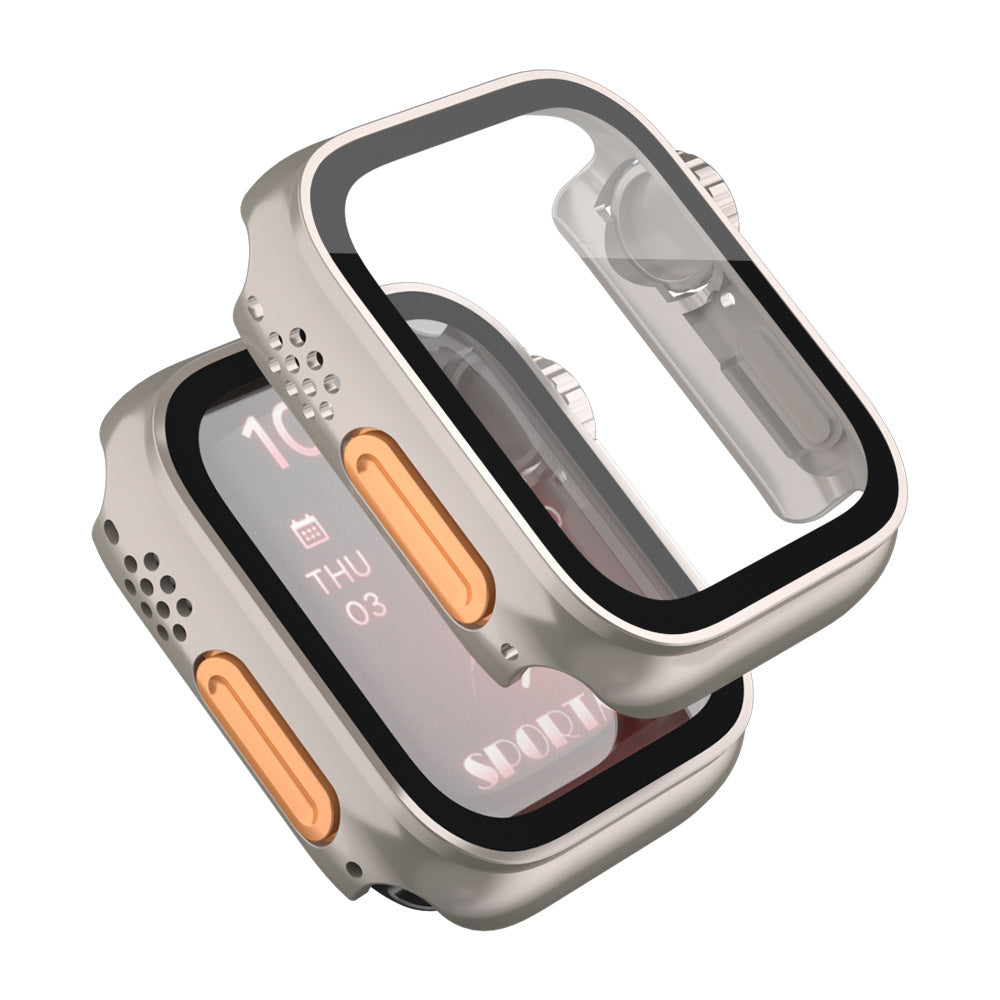 Coque ultra-fine et étanche pour Apple Watch avec film en verre trempé