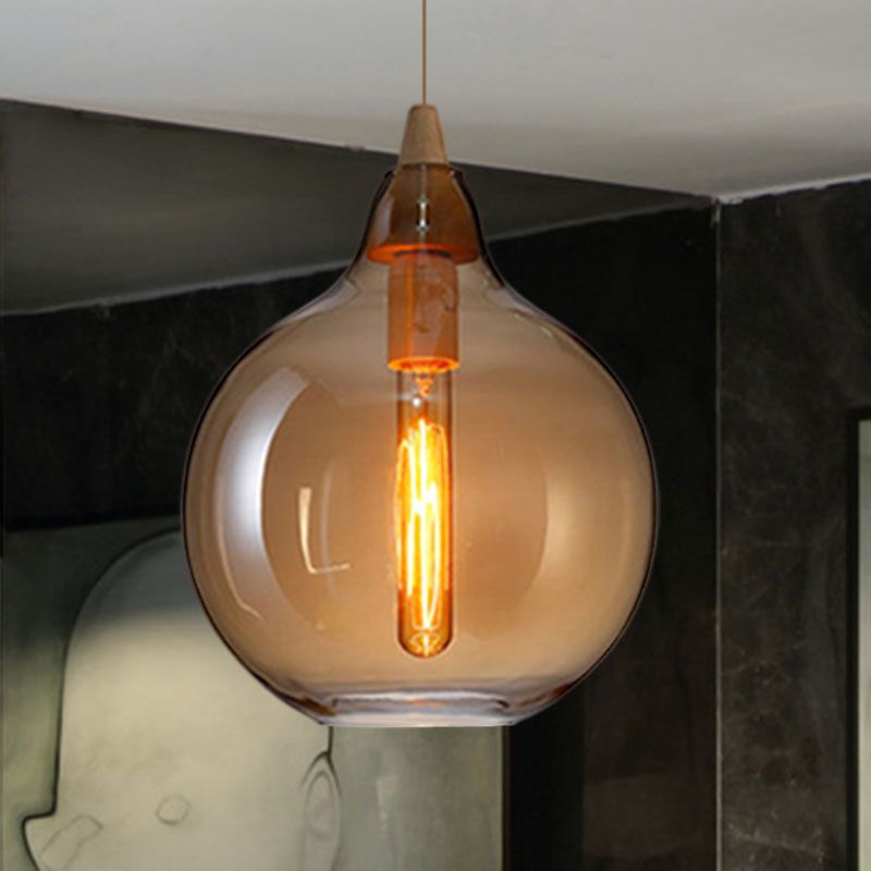 Lámpara colgante de vidrio ámbar June — luminaria ambiental ajustable