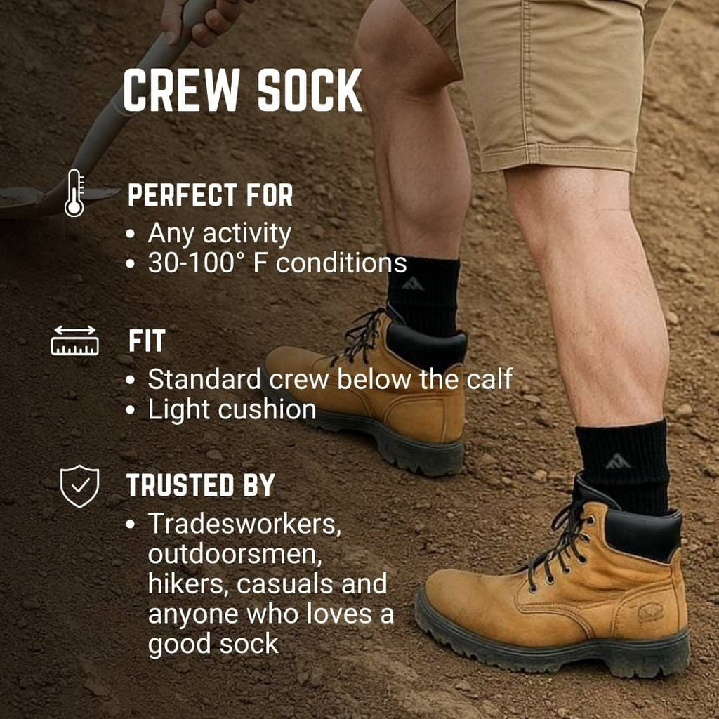 Alpaca Blend Crew Socks – Cushioned Sole, Reinforced Heel & Toe, All-Season