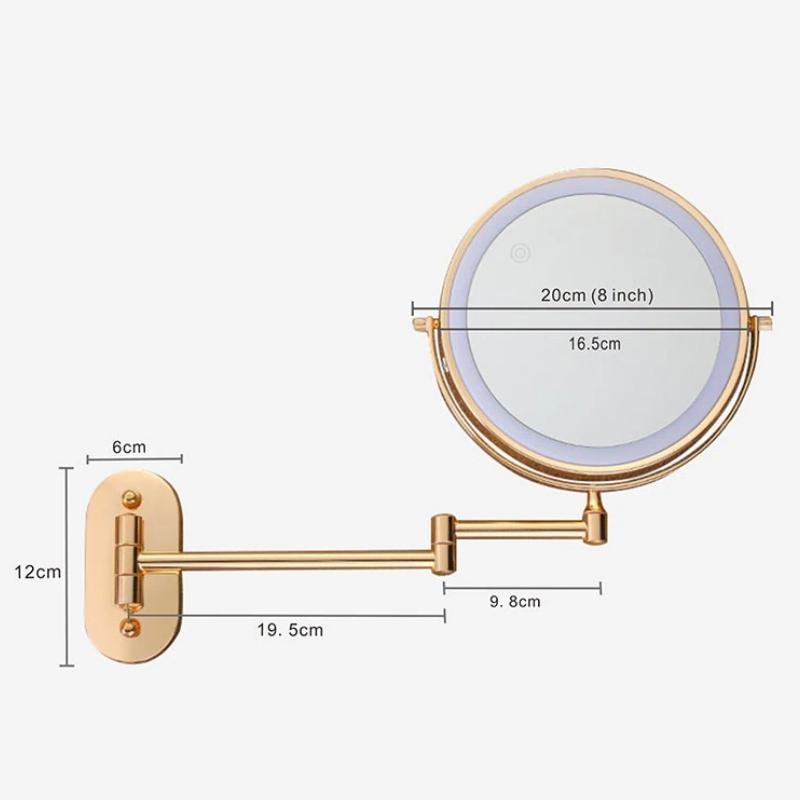 Gold Rechargeable LED Magnifying Makeup & Bathroom Vanity Mirror