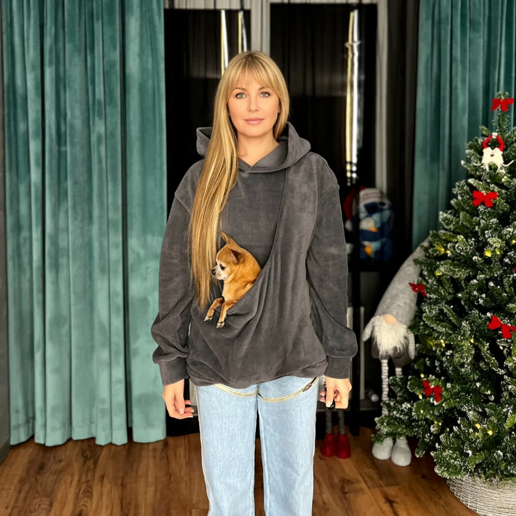 Bärbar djurbärare-hoodie för mysiga kramar