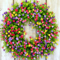 MeadowAura BloomWreath Ghirlanda Primaverile ed Estiva per Porta d'Ingresso con Accento Floreale e Rami di Vite