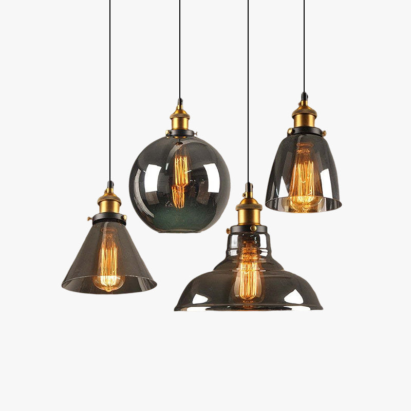 June Industrial Glass Pendant Light Clear/Amber/Smoke Grey - Neutralighting