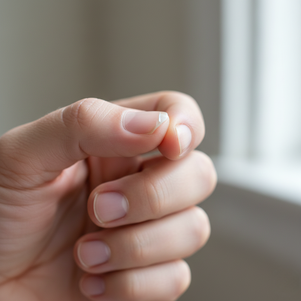 Close-up of a hand with clean fingernails