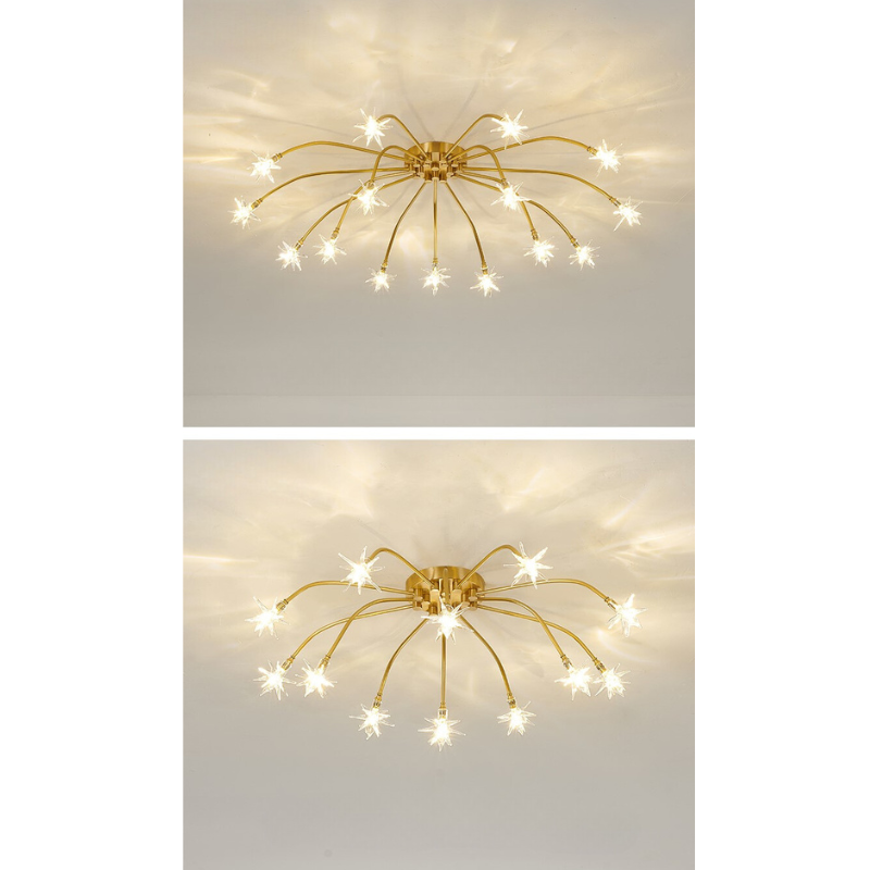 Arisha art déco-taklampa med stjärnmönster — täckning på 10-15㎡, varm belysning