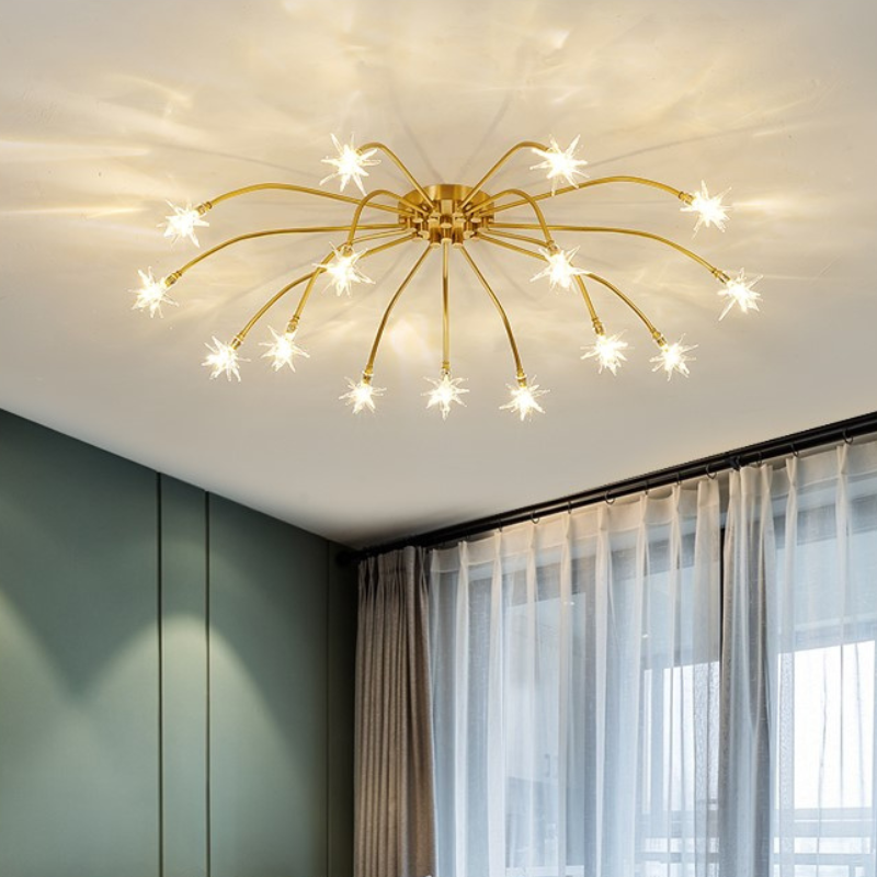 Arisha art déco-taklampa med stjärnmönster — täckning på 10-15㎡, varm belysning
