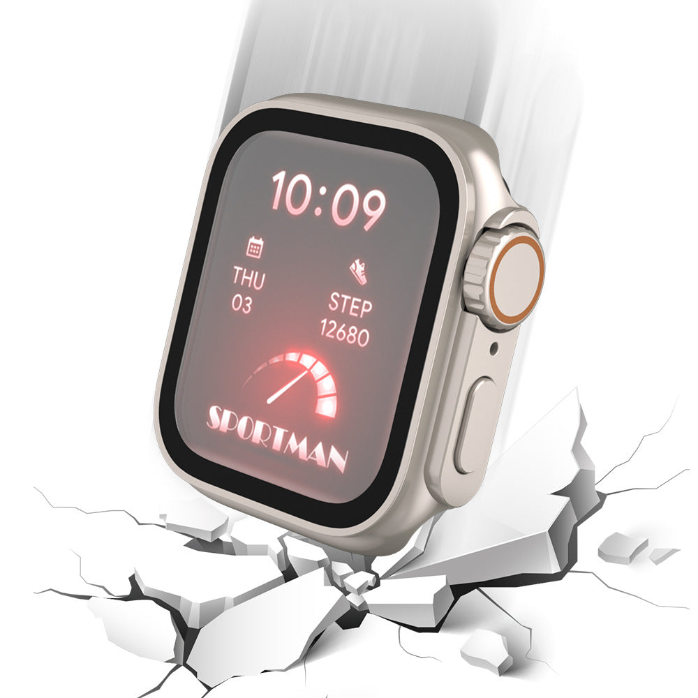Coque ultra-fine et étanche pour Apple Watch avec film en verre trempé
