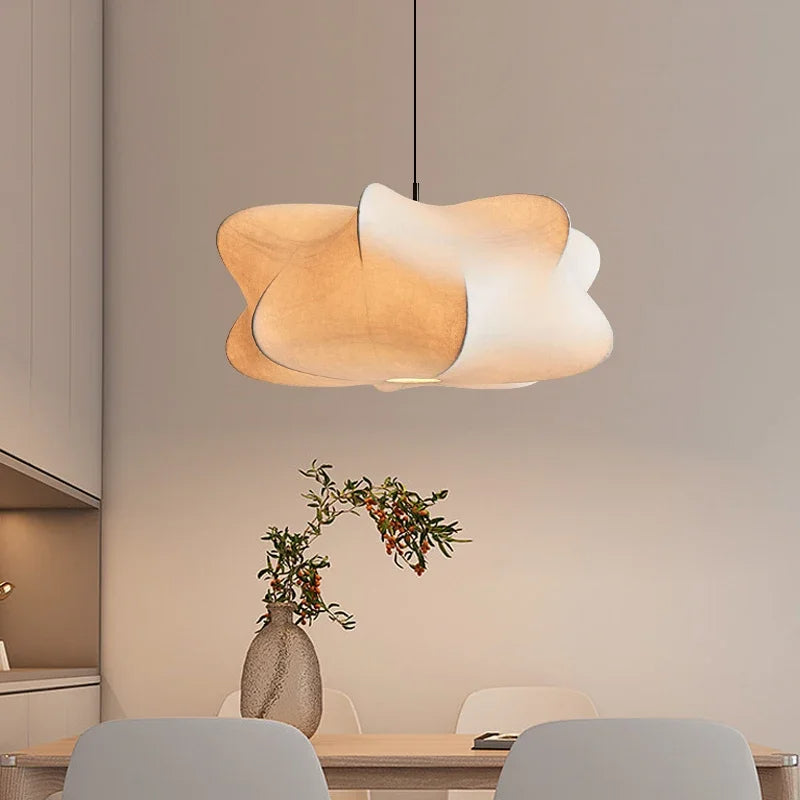 HikariLoom Silk Pendant Lamp For Minimalist Interiors Wabi Sabi