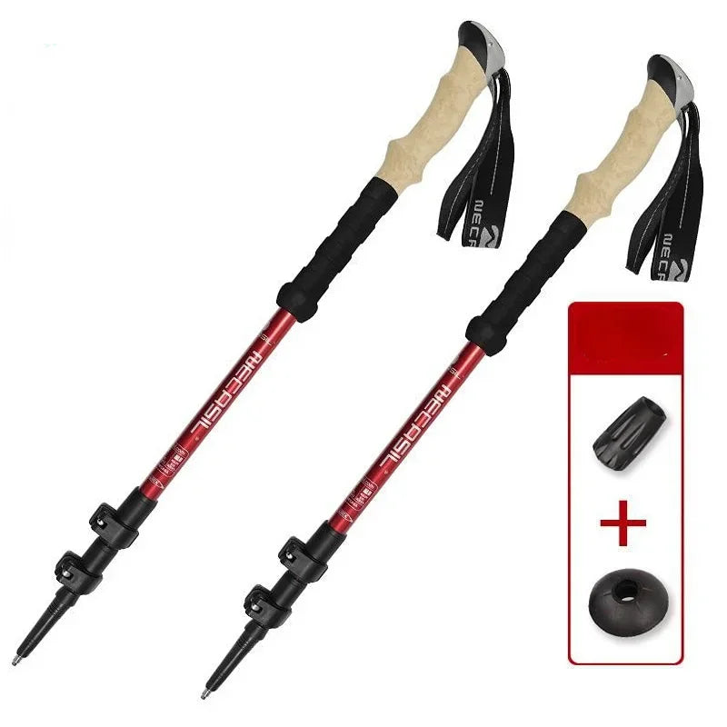 2 Pack Ultralight Telescopic Trekking Poles Adjustable Aluminum Quick Lock EVA Grip