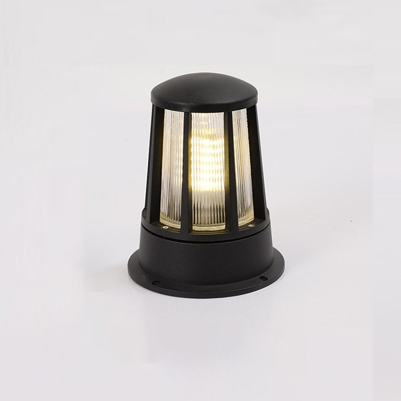 Borne lumineuse extérieure ronde noire moderne Annette — Lanterne LED 3000K