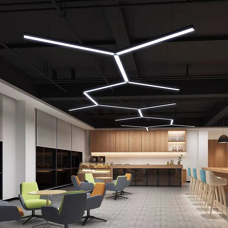 Prostokątna czarna lampa wisząca LED Noar - minimalistyczny design, zimne światło, żarówka w zestawie