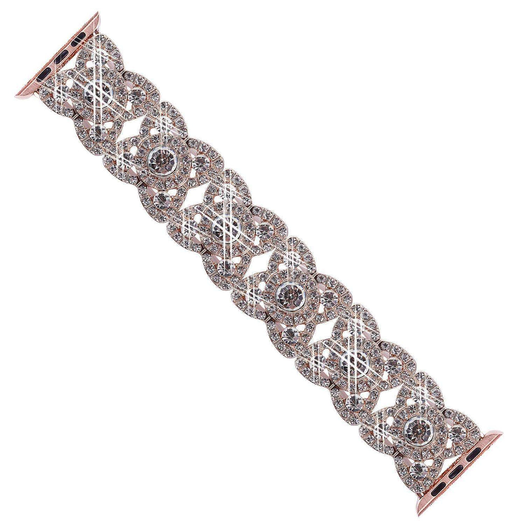 Pulseira de Metal com Diamantes e Flor para Apple Watch