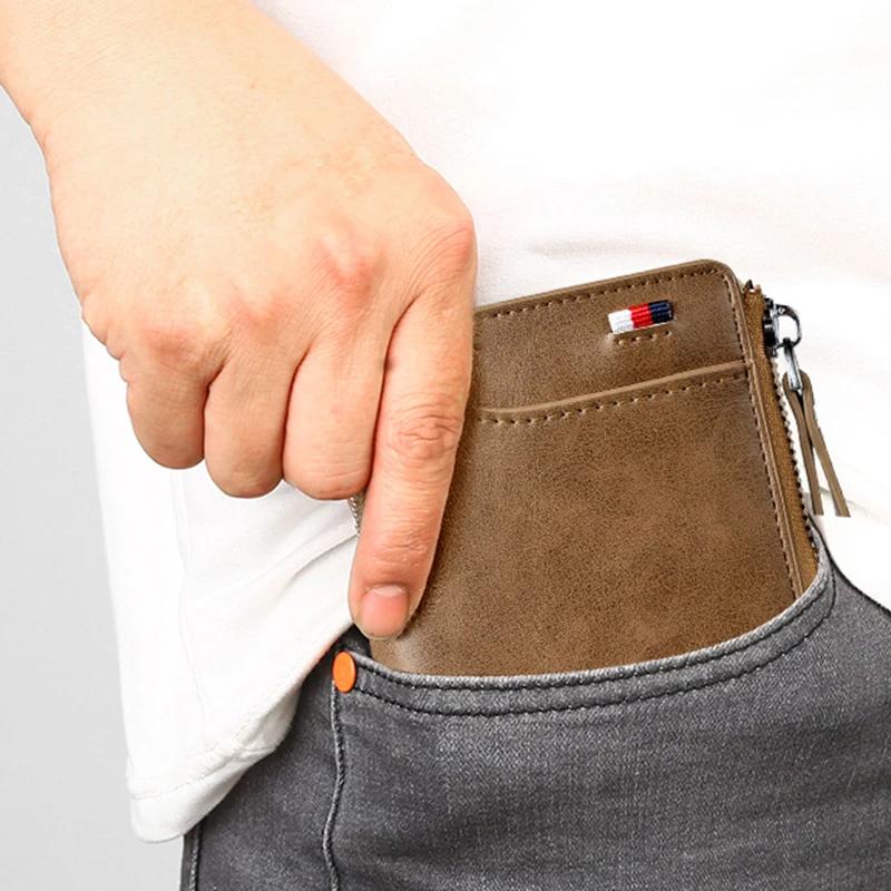Portafoglio da uomo OakGuard con cerniera in pelle vera protetto RFID