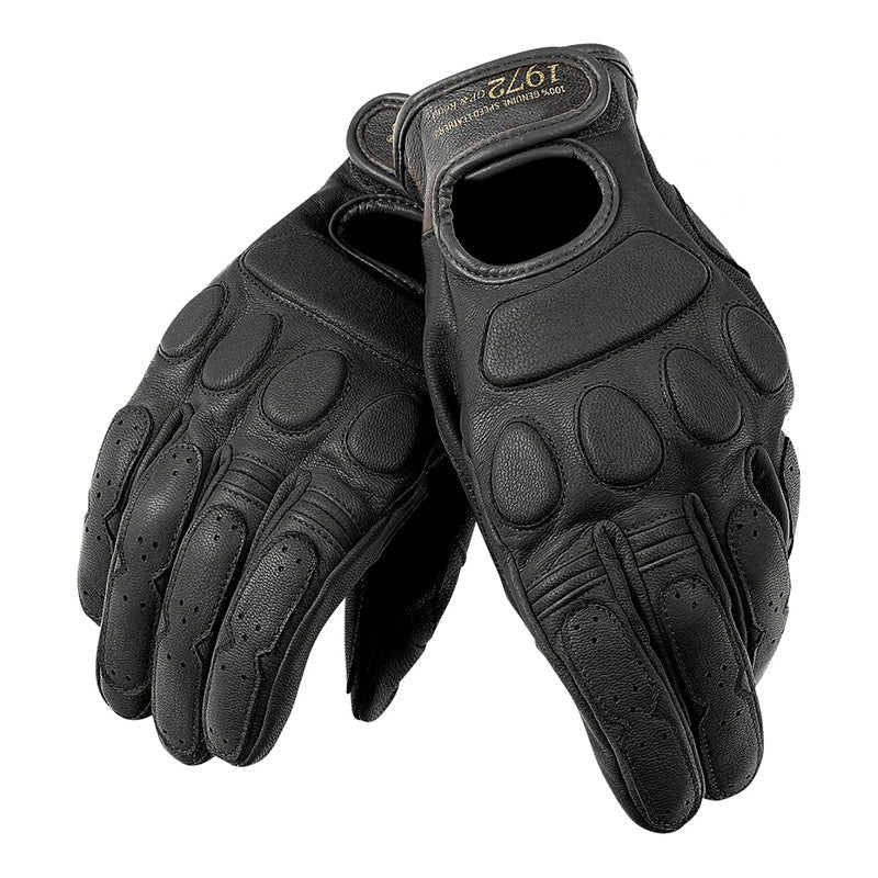 Guanti da motociclista in pelle bovina vintage 1972 - Touchscreen e protettivi