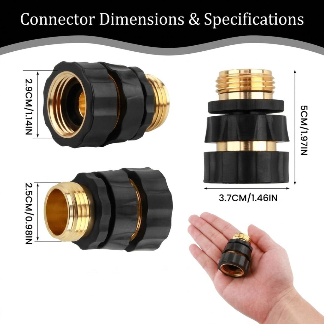 Conjunto de conectores rápidos para mangueira de jardim – Alumínio, encaixe rápido, vedação estanque, 3/4" GHT
