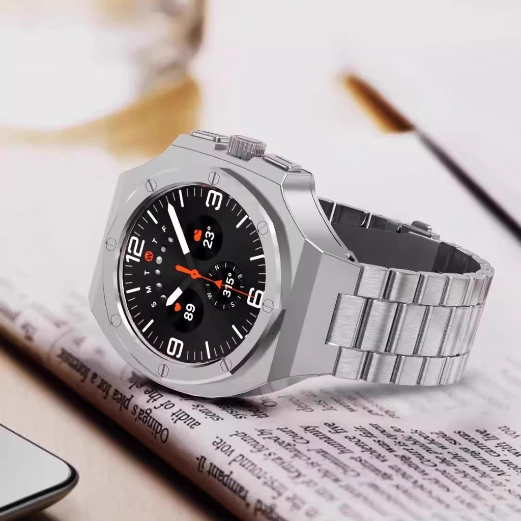 غطاء من سبيكة الزنك مع حزام معدني لسامسونج جالاكسي ووتش ألترا 47 مم