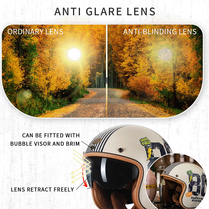 レトロ ルマガード オープンフェイス ヘルメット KA2 クラシックスタイル ライダー用