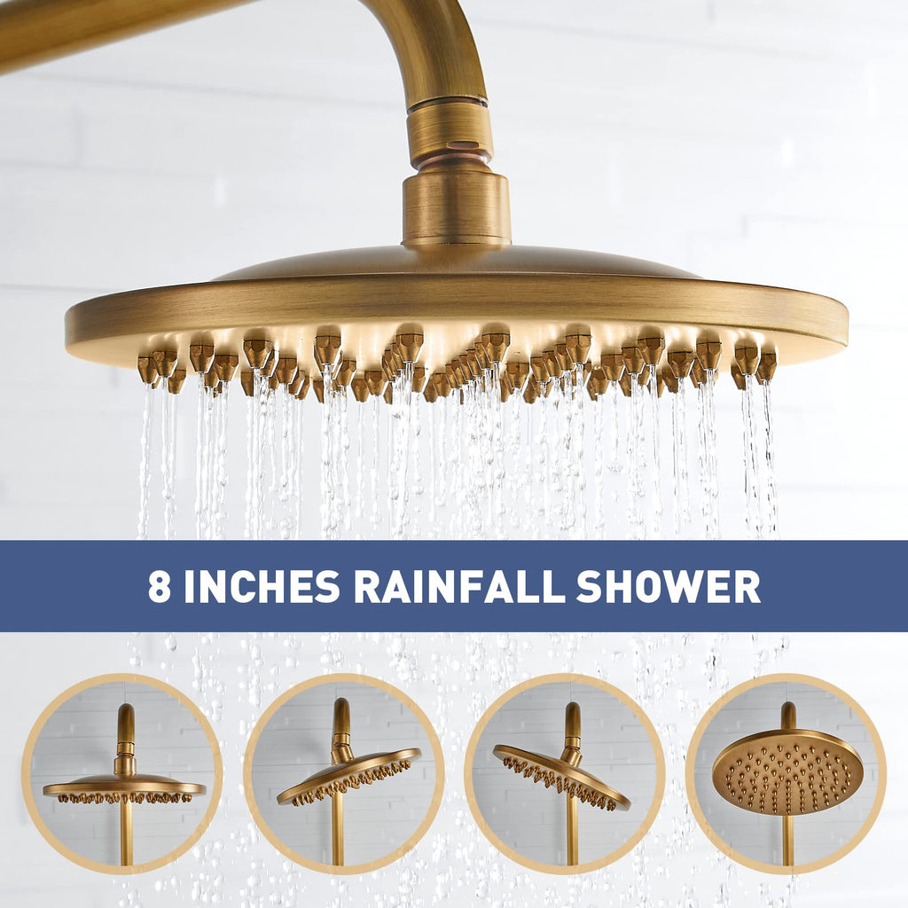 Kit de Duche de Latão Ajustável em Bronze Antigo para Montagem na Parede