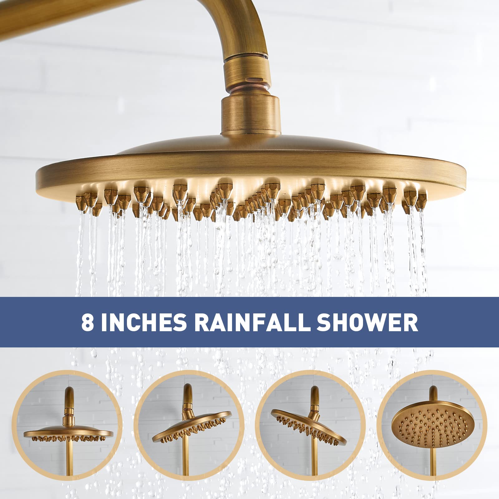 Kit de Duche de Latão Ajustável em Bronze Antigo para Montagem na Parede