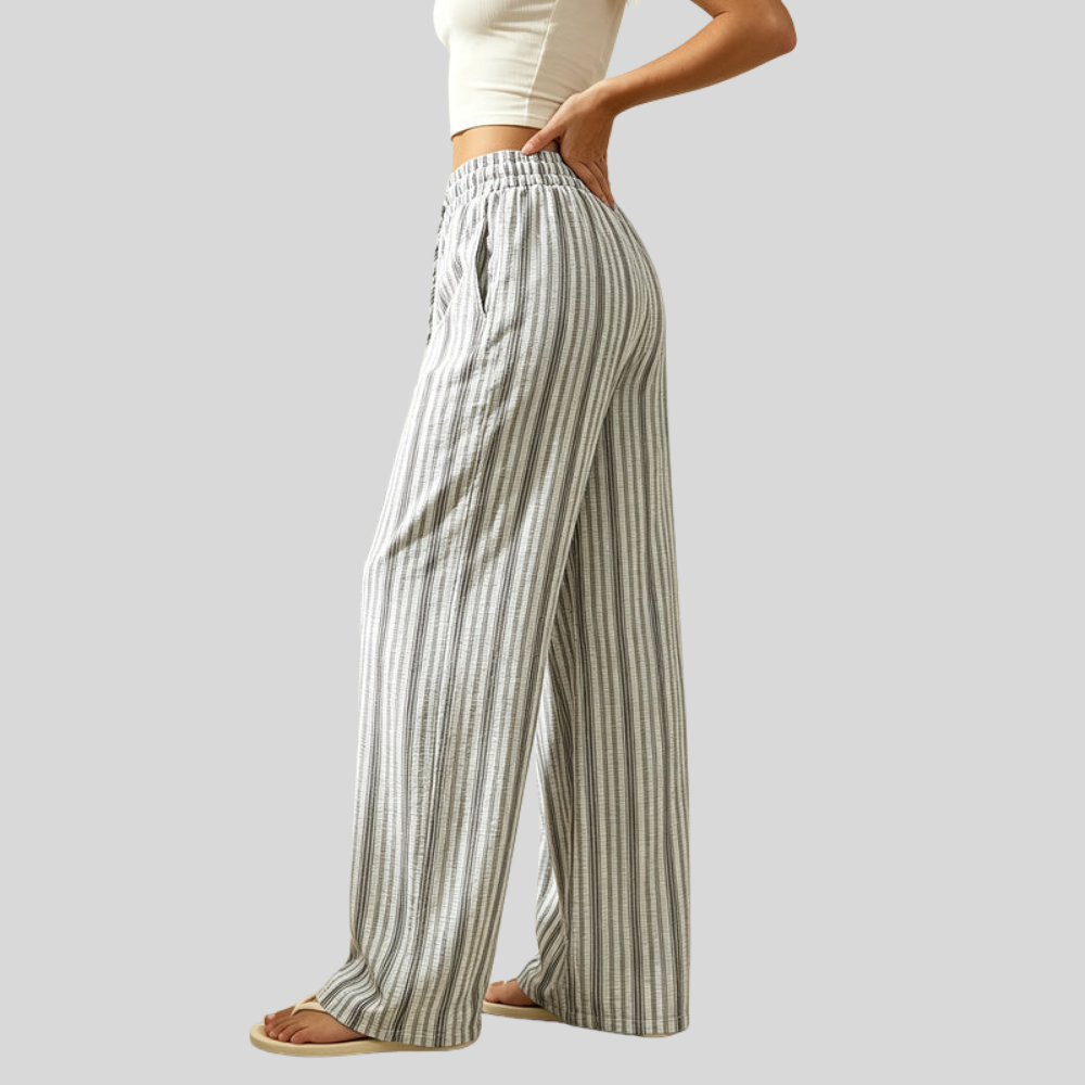 Pruhované široké kalhoty na dovolenou