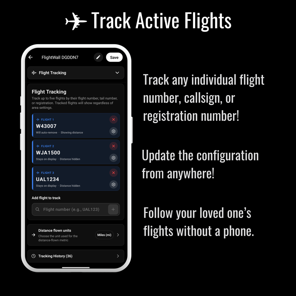 App screen for tracking an individual flight by number