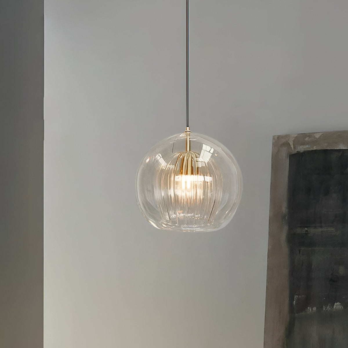 Lampada a sospensione a globo in vetro - Vetro scanalato e distribuzione uniforme della luce