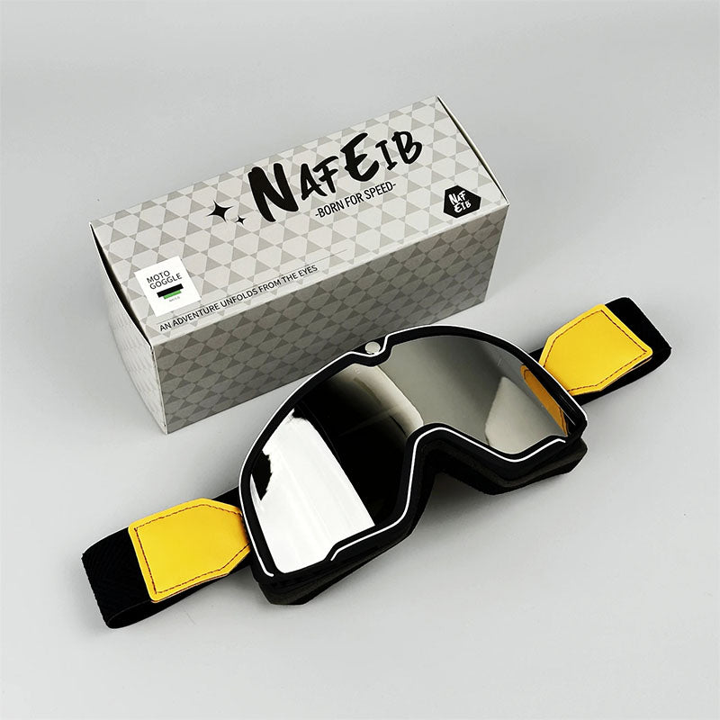 Retro motorbril - past over een bril heen