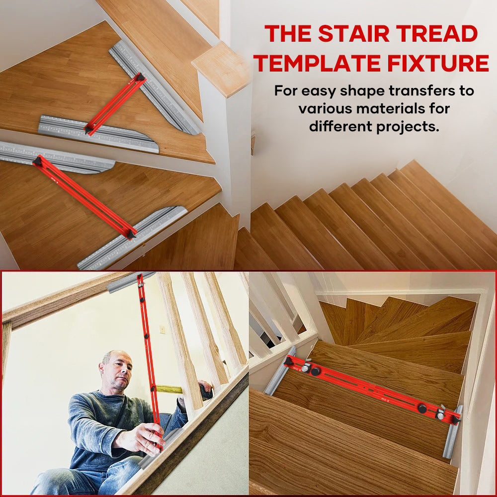 Șablon pentru treptele scărilor – Unghi reglabil, aliaj de aluminiu, lungime extensibilă