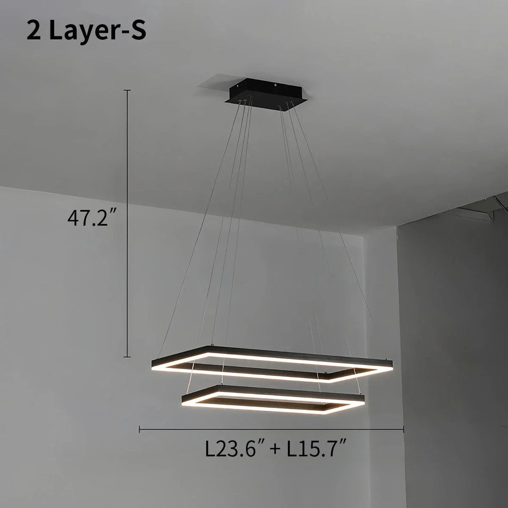 Moderni musta kerroksittainen suorakaiteen muotoinen kattokruunu - Orntli