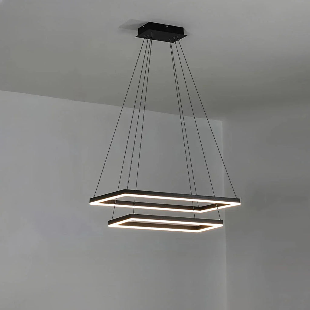 Moderni musta kerroksittainen suorakaiteen muotoinen kattokruunu - Orntli