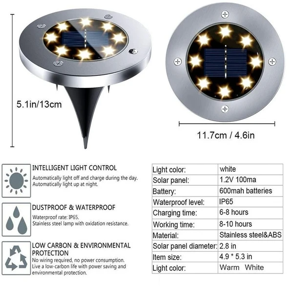 12 LED Solar Ground Lights Outdoor Waterproof For Garden Path