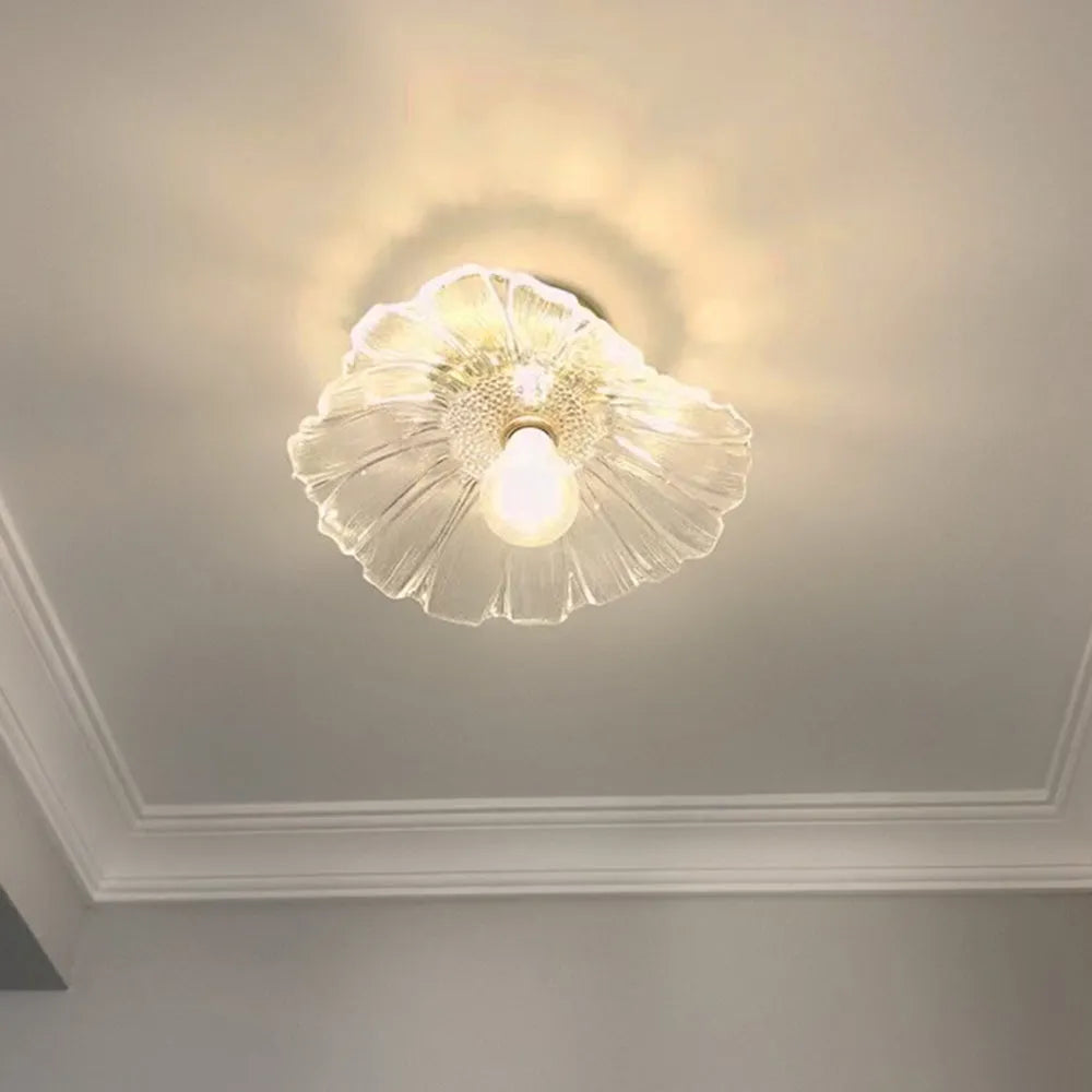 Lámpara colgante de vidrio con forma de flor Calia - luminaria de techo vintage