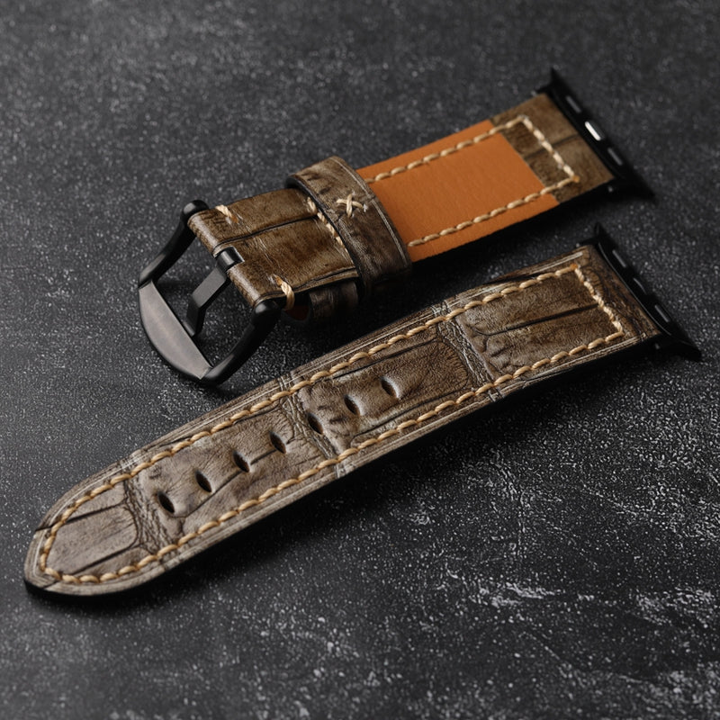 Håndlavet overfladelag i koskind læder Apple Watch rem