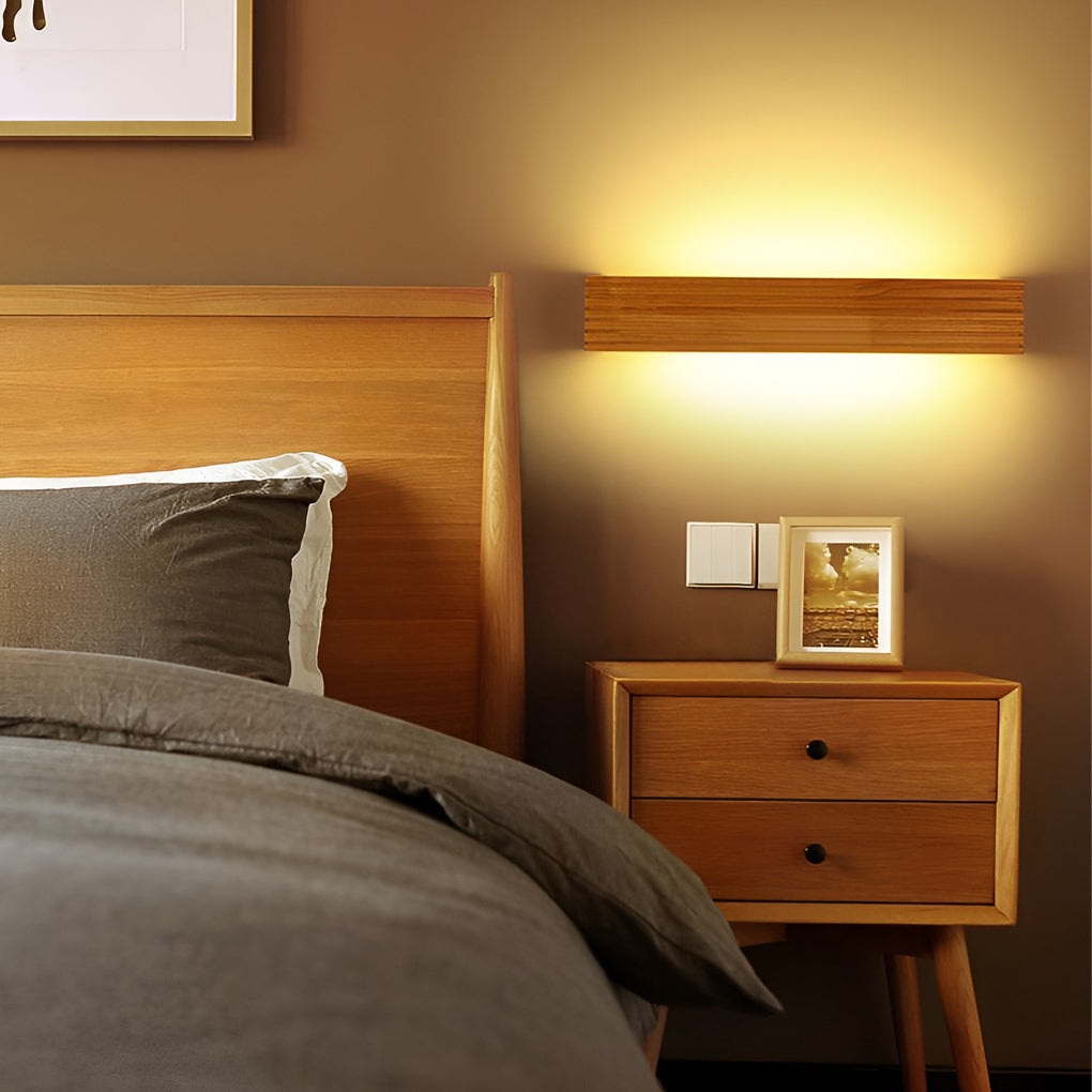 GlowWood – obdélníkové voděodolné LED osvětlení zrcadla v severském stylu na stěnu
