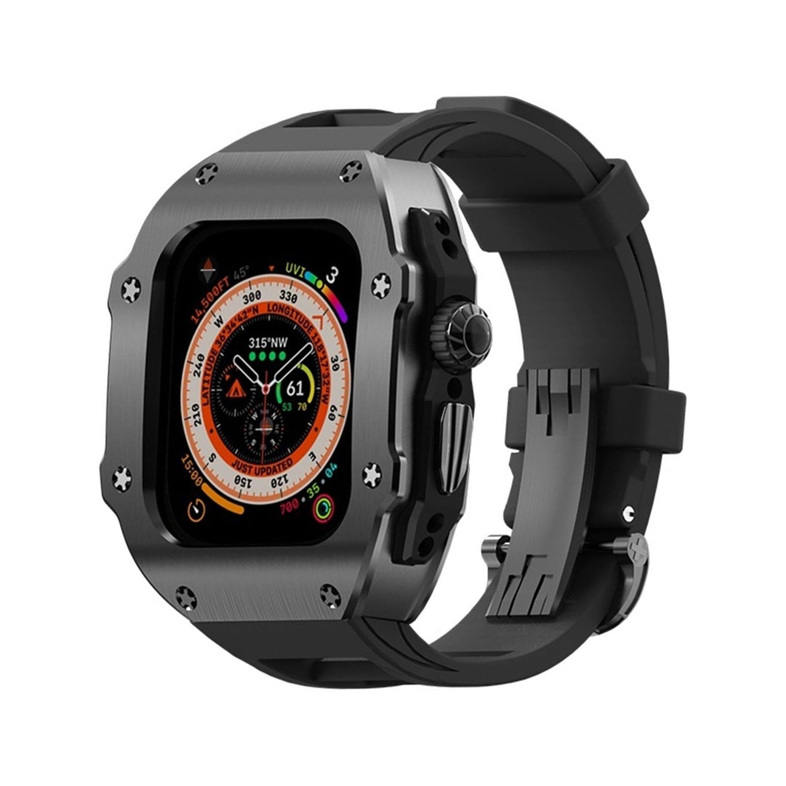 RM Vanguard Serie - Fluorkautschukband Edelstahlgehäuse für Apple Watch Ultra