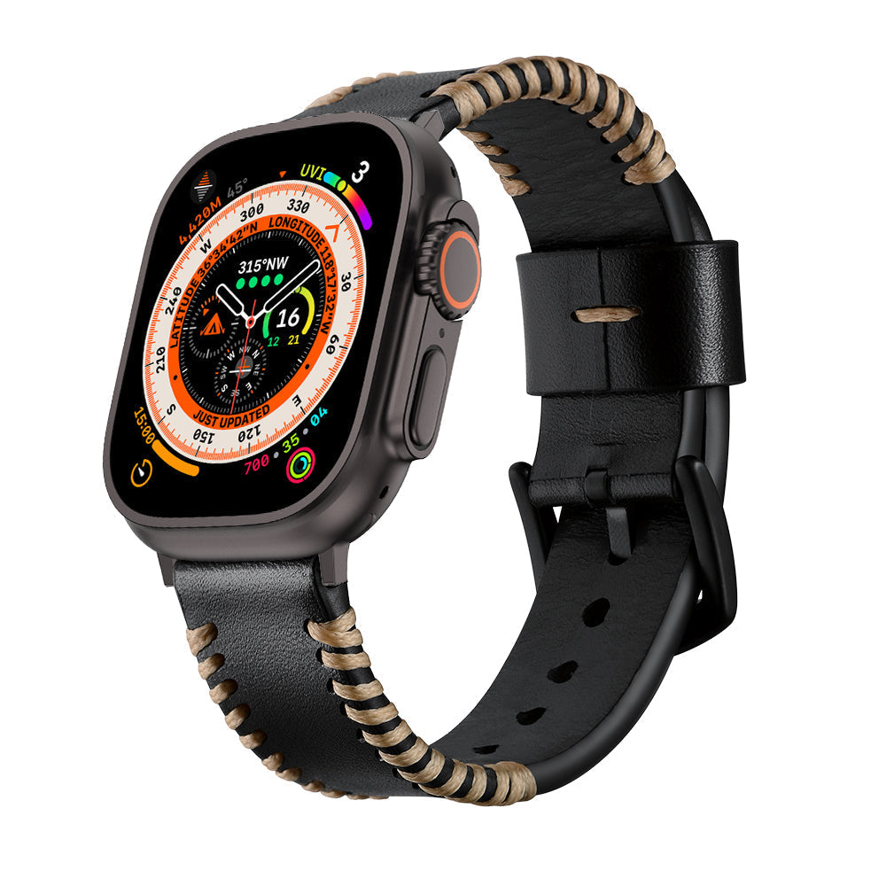 Tali Jahitan Tangan Kulit Untuk Apple Watch