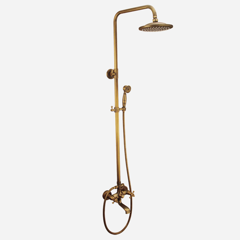 Retro Kupfer Duschset mit Messinghahn und praktischen Duschen