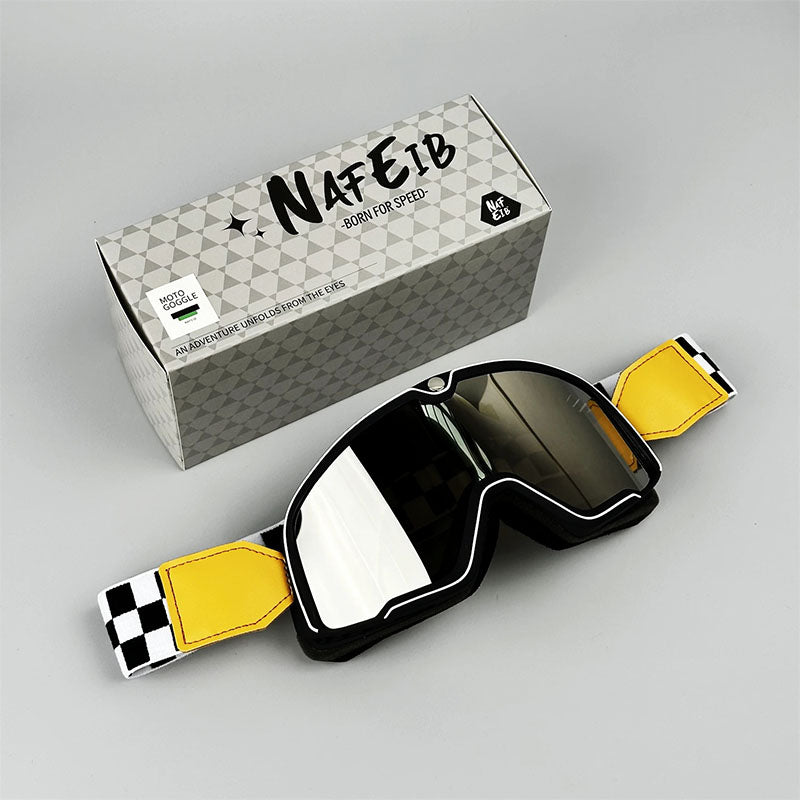 Retro motorbril - past over een bril heen