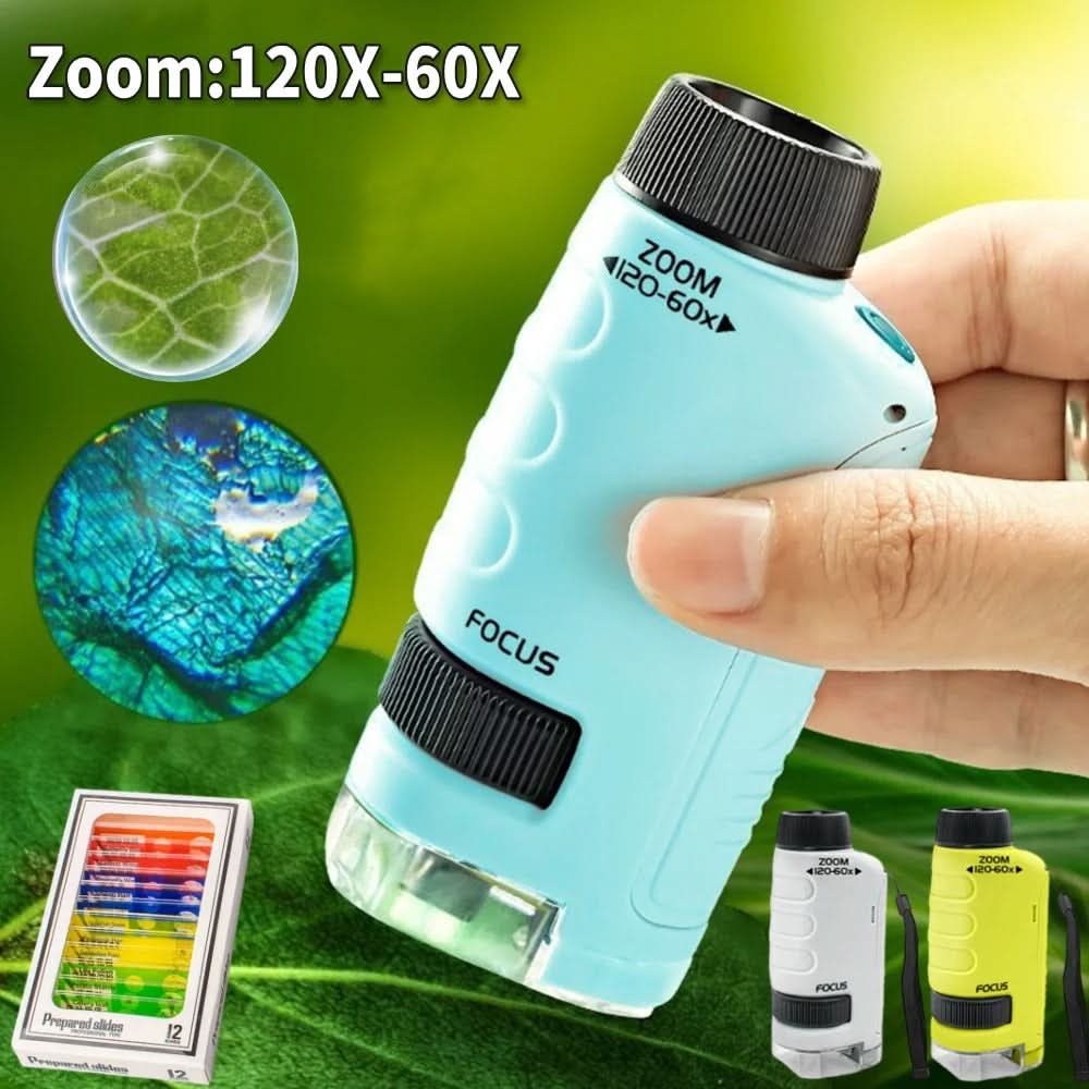 مجهر محمول للأطفال من QuestScope بتكبير 60x-120x للاستكشاف
