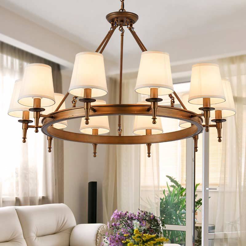 Silva vintage Ring Metal/Fabric Chandelier, Black/Copper - Neutralighting
