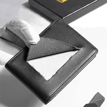 Cartera delgada AeroLuxe para hombre con protección RFID, tarjetero de cuero negro