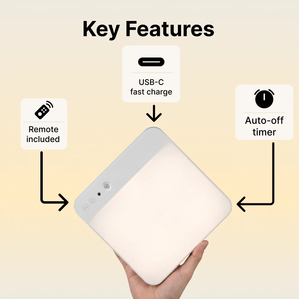 Ultra-Thin Motion Sensor Ceiling Light – Rechargeable, Magnetic Mount, Remote