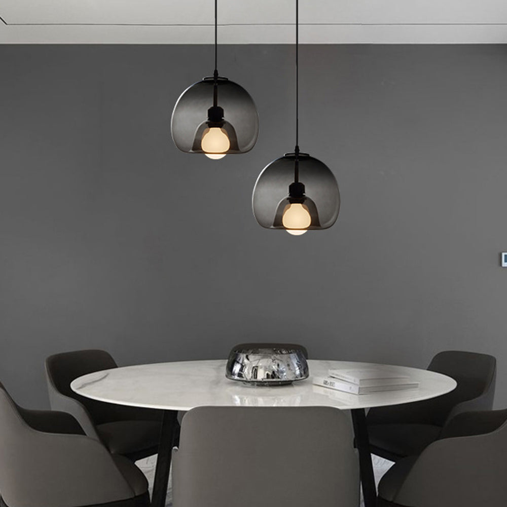 Glass Globe Pendant Light — Amber Smoky Grey, June Design