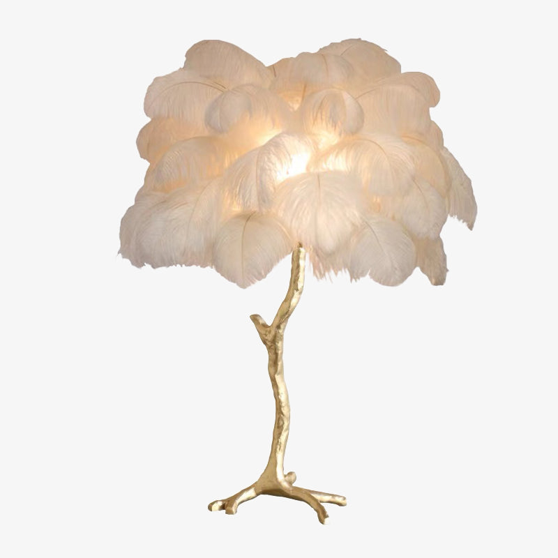 O'Moore Luxury Ostrich Feather Floor and Table Lamp - Nordic Warm Light