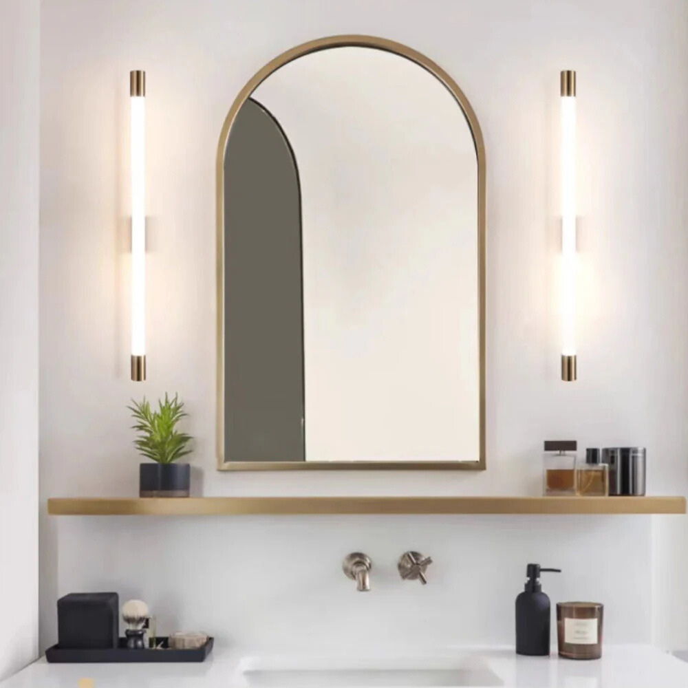Arisha Modern Gold Vanity Wall Lamp — Mirror Front, Metal Frame