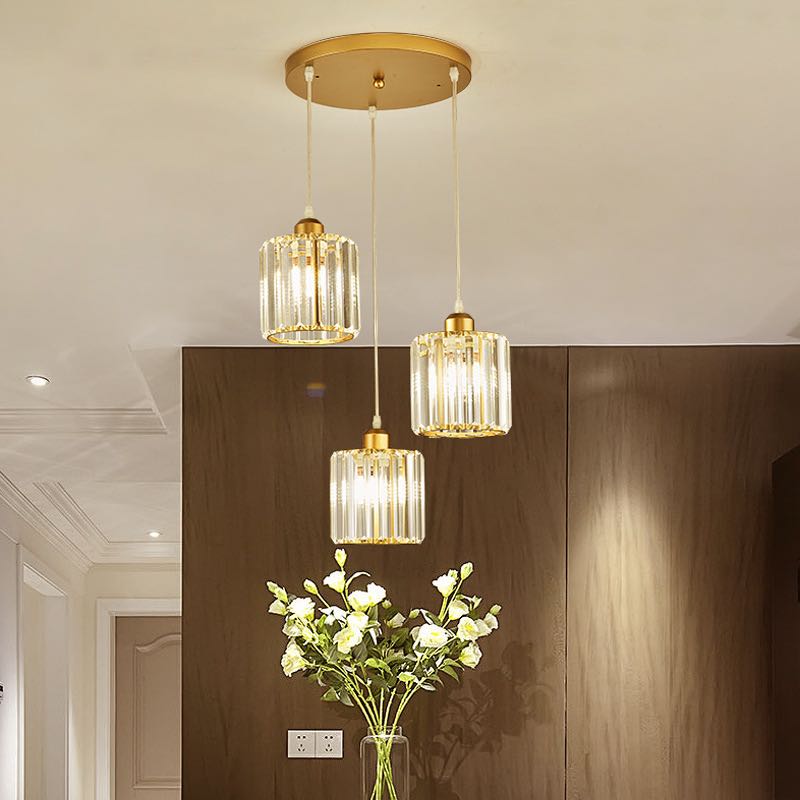 Vina Modern Cluster Cylinder Glass Pendant Light, Black/Gold - Neutralighting