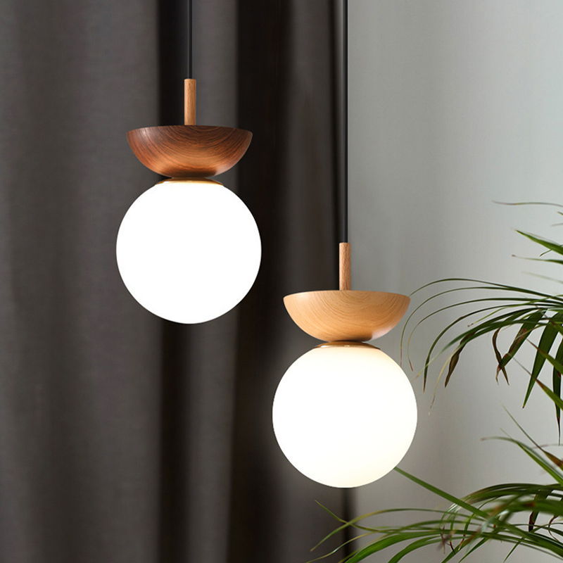 Valentina Nordic Japanese Glob LED Ceiling/Pendant Light Metal Glass Bedroom, Burlywood - Neutralighting