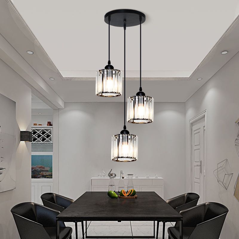 Vina Modern Cluster Cylinder Glass Pendant Light, Black/Gold - Neutralighting