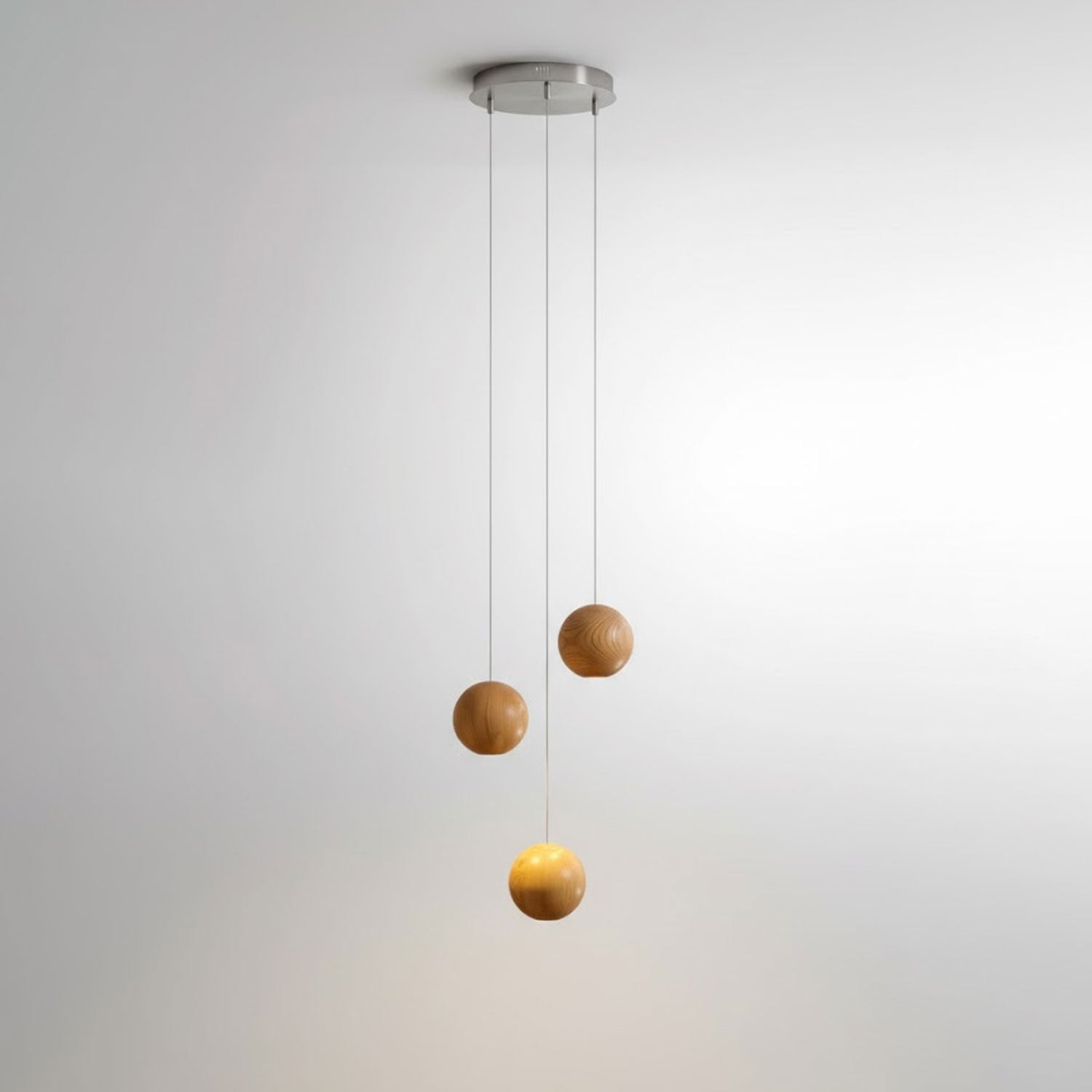Wooden Sphere Cluster Pendant Light — Contemporary Ceiling Fixture